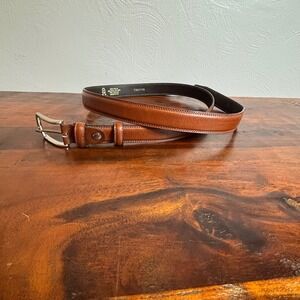 Mens Genuine Leather Belt Brown Classic Buckle Dress Casual 130/115